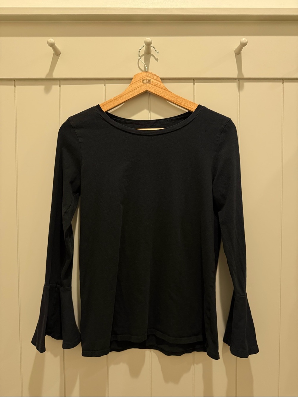 LOFT Black Long-Sleeve Top with Bell Cuffs